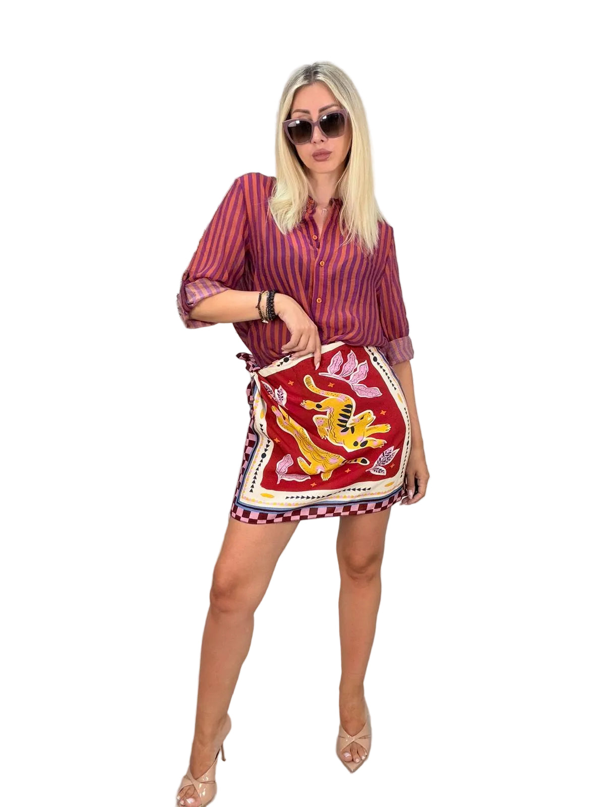 Camicia coreana righe arancio e viola HaveOne
