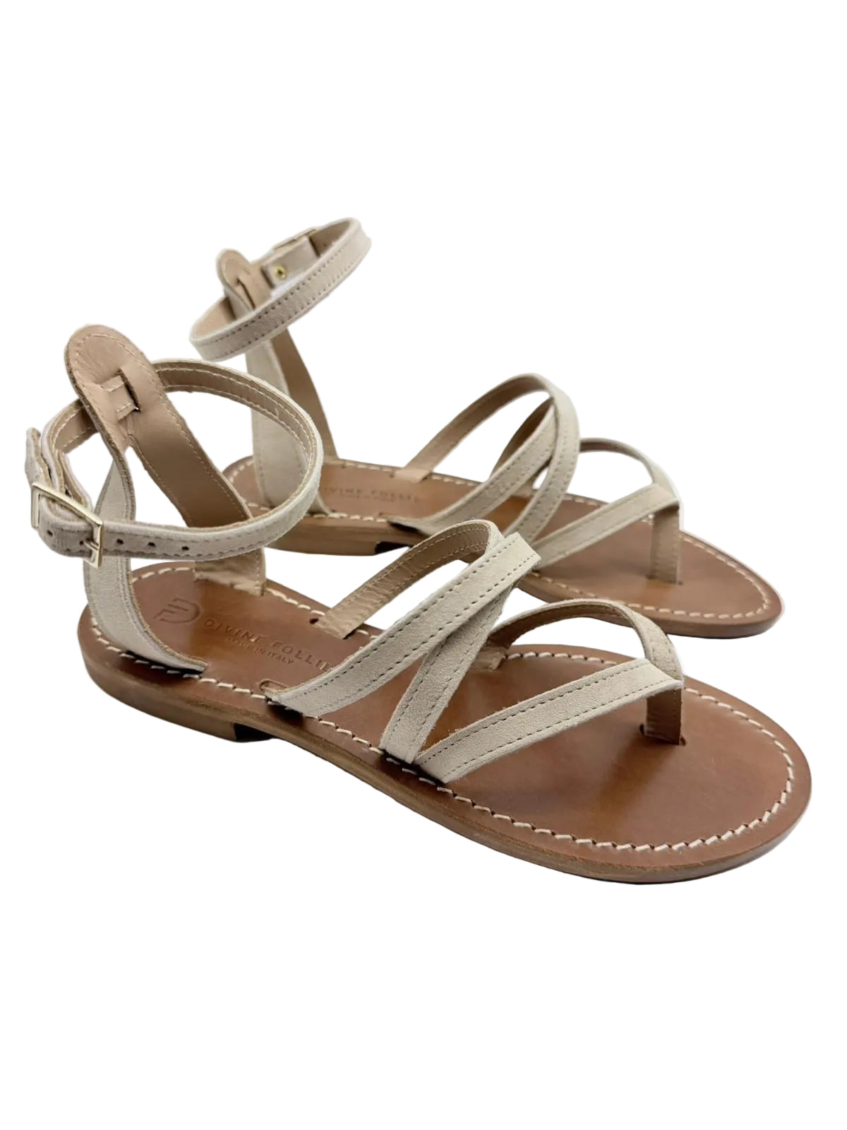Divine Follie-Sandalo infradito alla caviglia - camoscio beige