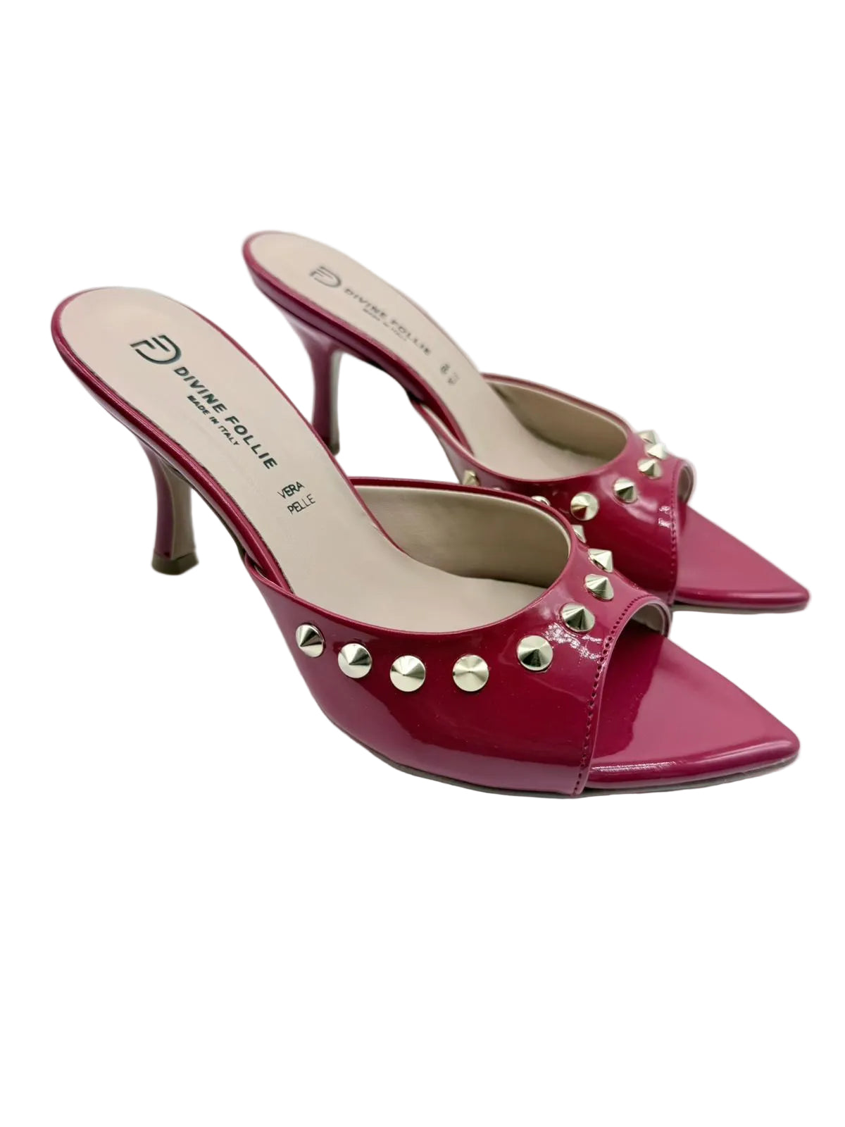 Sandali Divine Follie in Vernice Rossa con Borchie