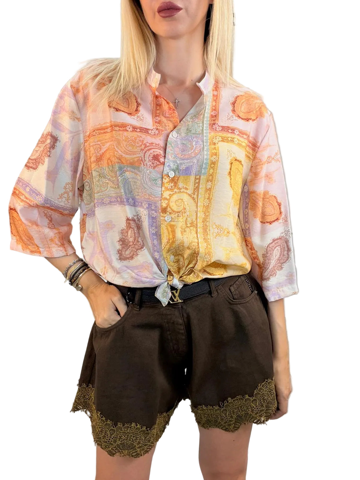 DIXIE - CAMICIA FLUIDA PAISLEY MULTICOLOR
