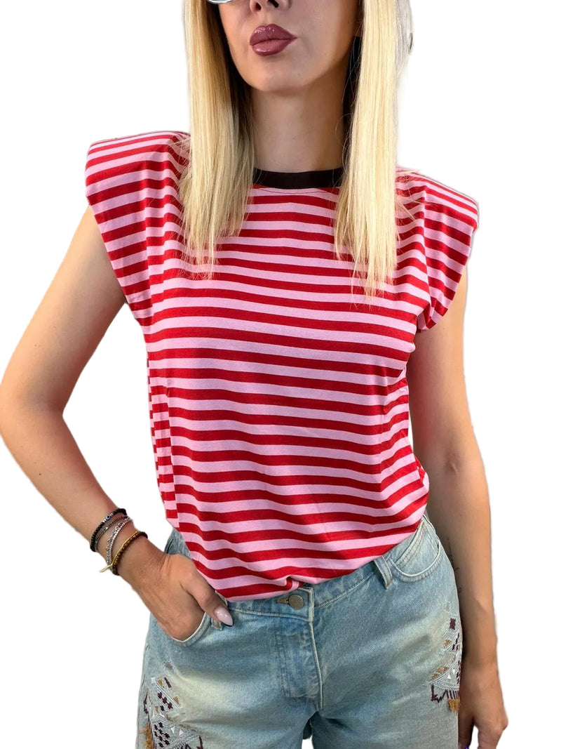 T-Shirt Smanicata con Spalline Imbottite – Haveone