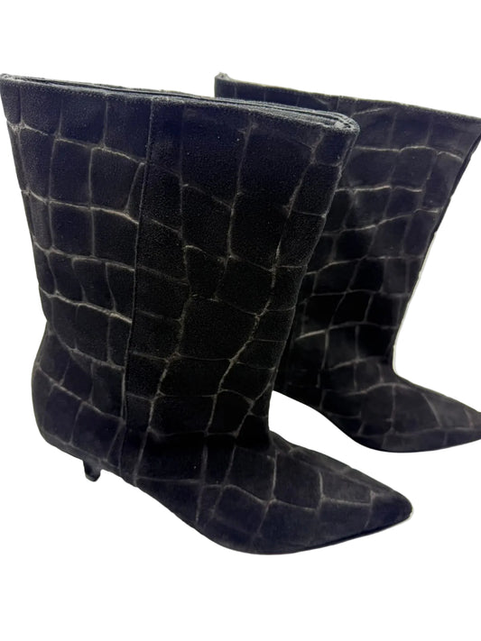 Tronchetti Kitten Scamosciati Stampa Cocco Divine Follie - Nero