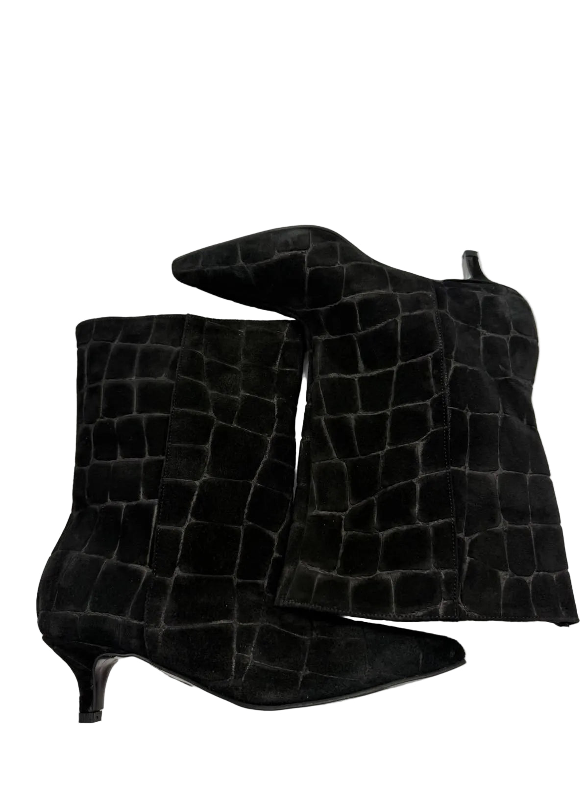 Tronchetti Kitten Scamosciati Stampa Cocco Divine Follie - Nero