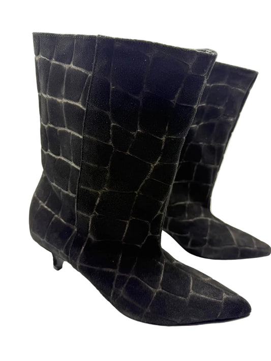 Tronchetti Kitten Scamosciati Stampa Cocco Divine Follie - Nero
