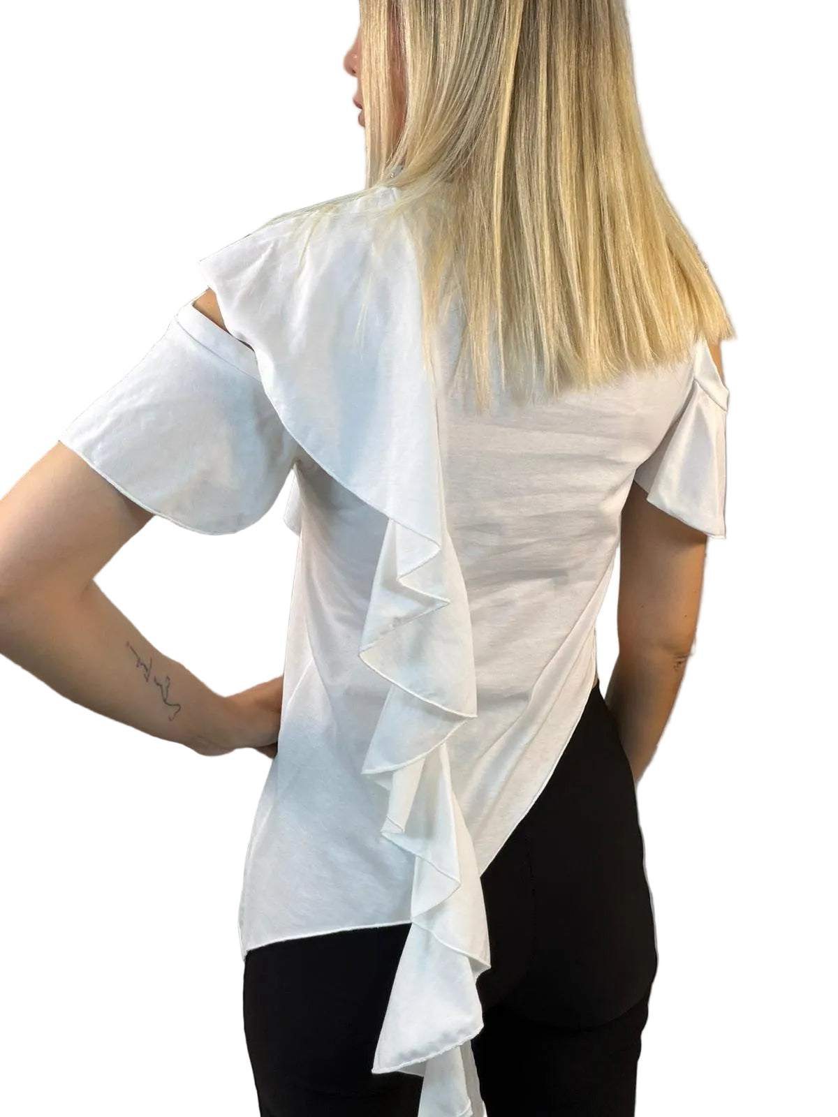 T-Shirt Asimmetrica con Volant Susy Mix